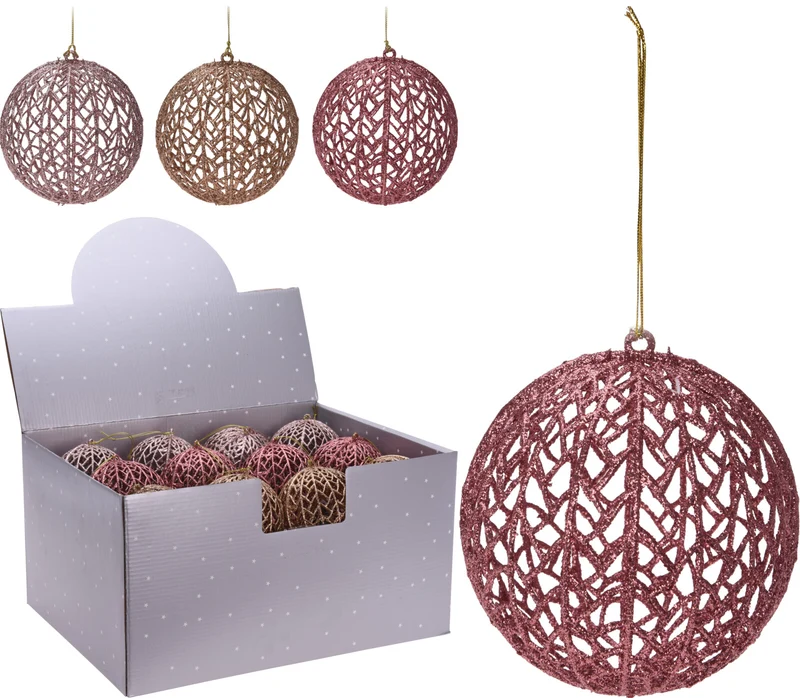 KERSTBAL 9CM 3 ASSORTIE ELEGANCE MIX GLITTER