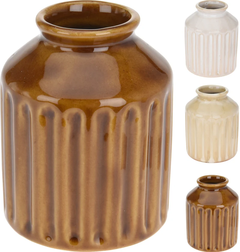 FLESJE D7 H9,5CM ''AMBER'' AARDEWERK 3 ASSORTIE