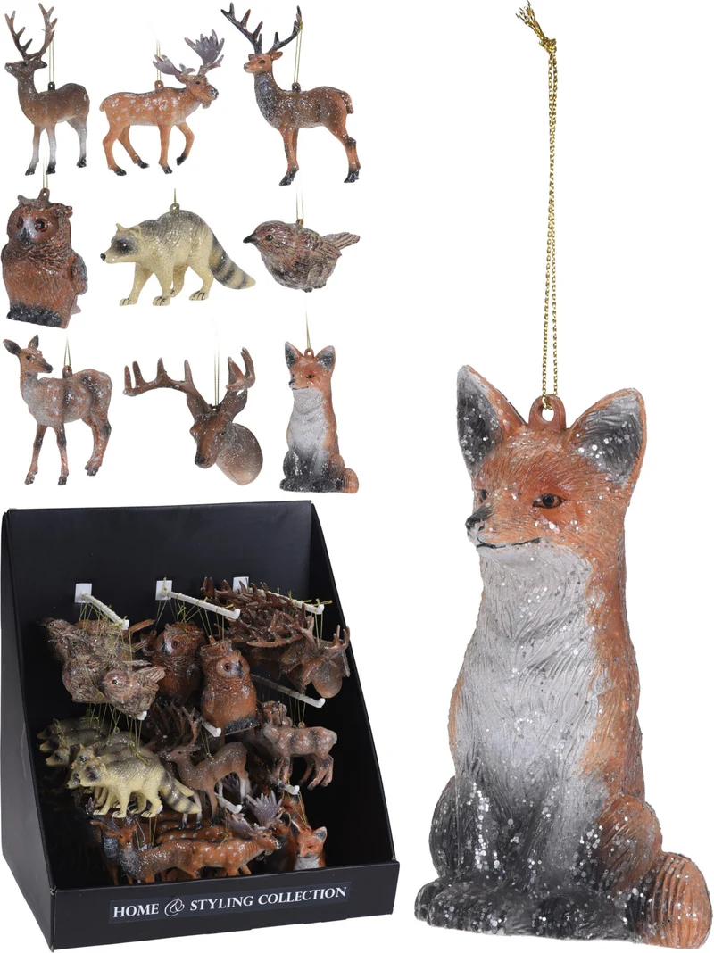 HANGDECO DIEREN KUNSTSTOF ''NATURE'' 12CM 9 ASSORTIE