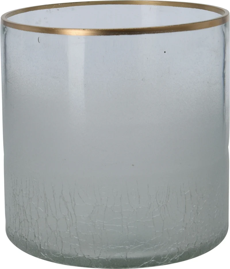 THEELICHTHOUDER ''FROST'' 10CM MET GOUDEN RAND