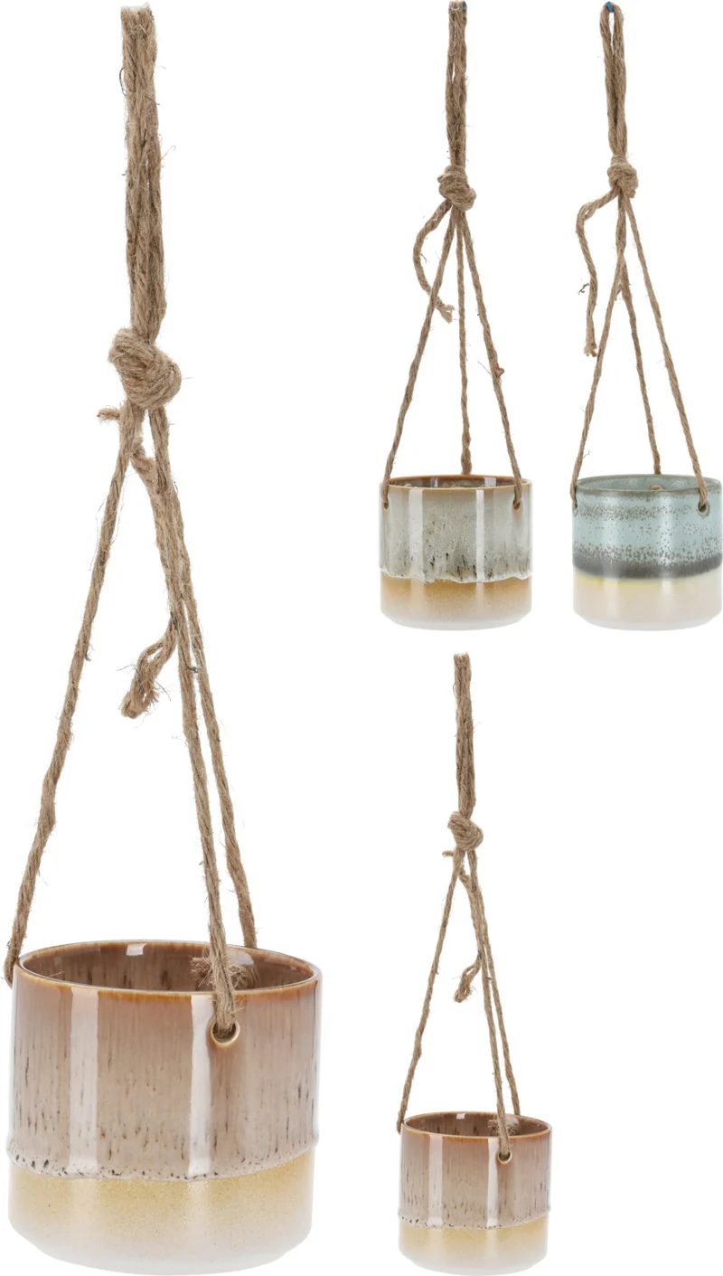 BLOEMPOT HANGEND PORSELEIN 3 ASSORTIE D11 H10/36CM