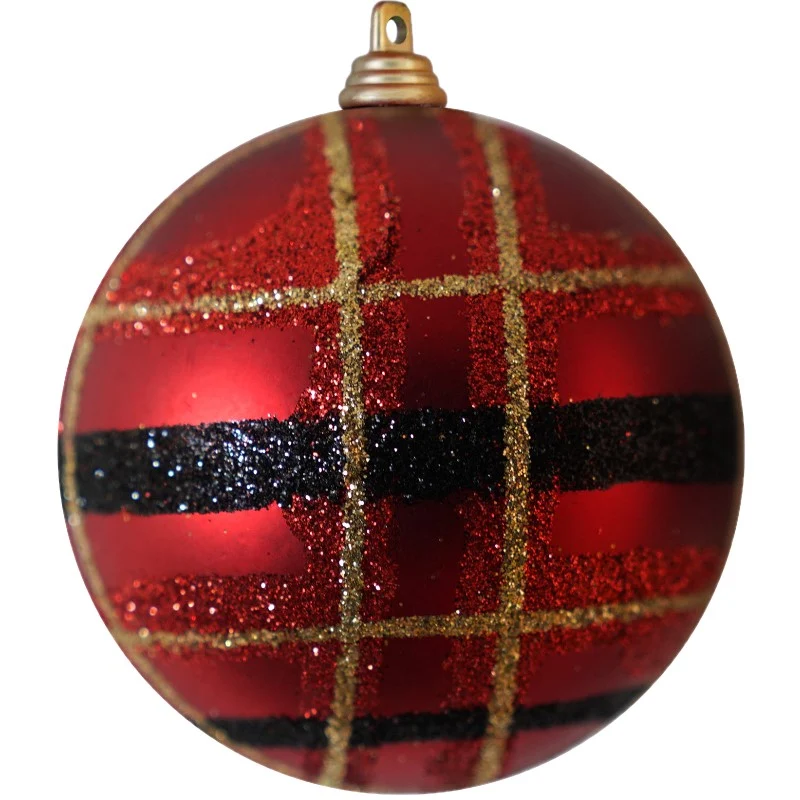 Kerstbal patroon 8 cm rood