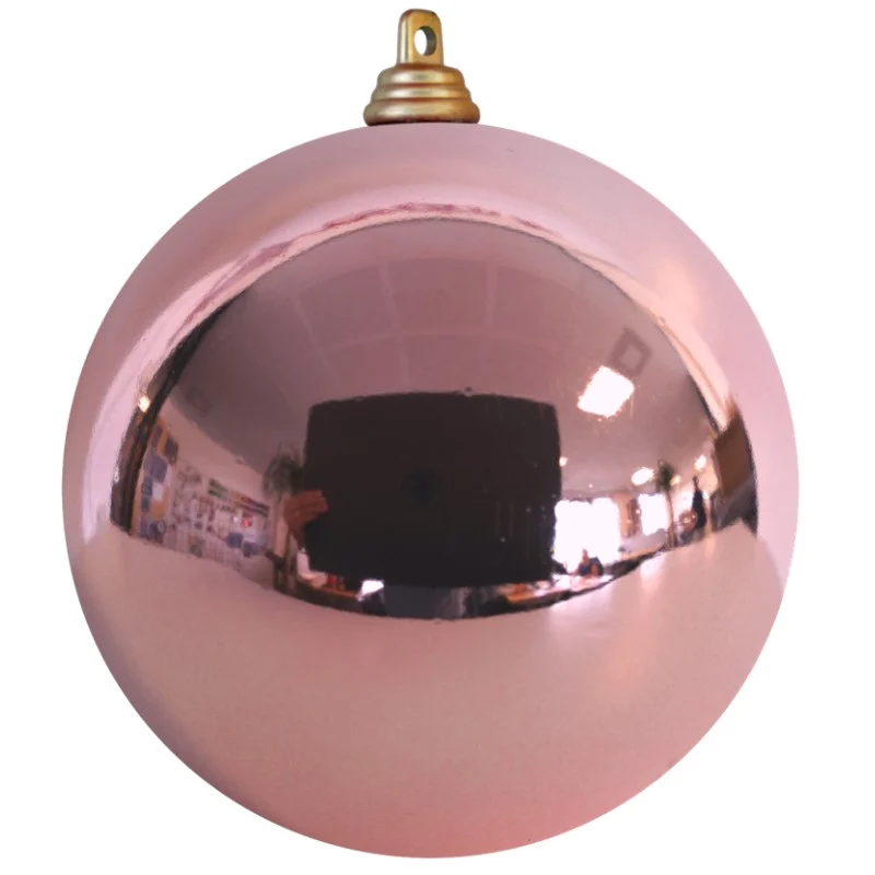 Kerstbal roze glans