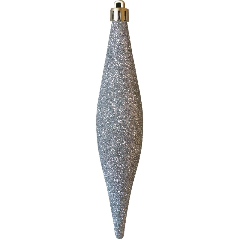 IJspegel 15 cm zilver glitter per stuk