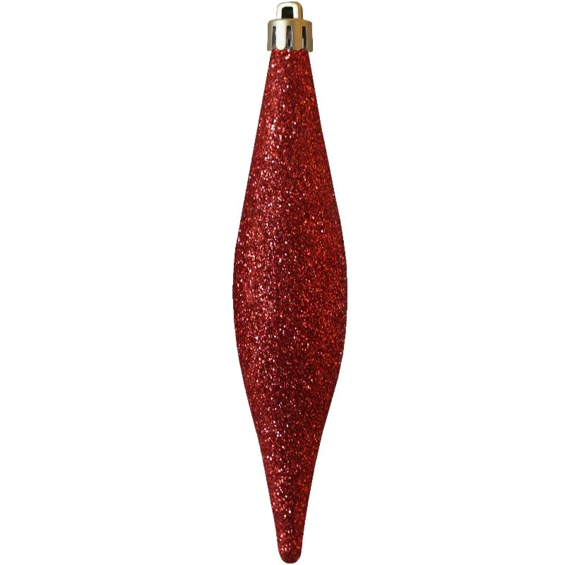 IJspegel 15 cm rood glitter per stuk