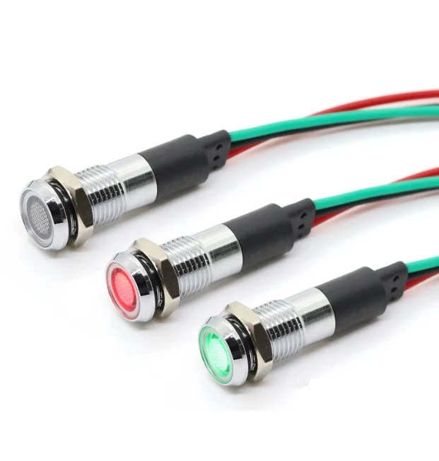 10MM rood groen - Signaallamp 12 tot 24 Volt – flat head - indicatie Lamp - duo led