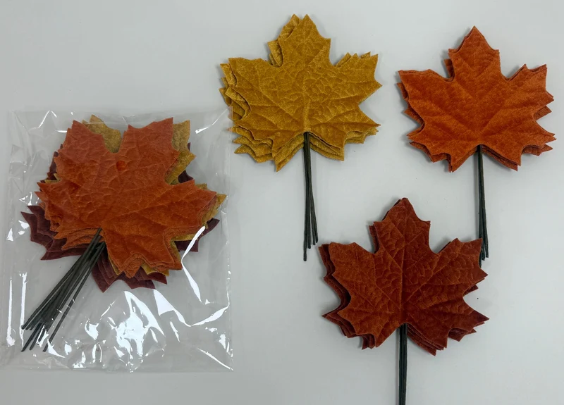 Set/12 leaves M yellow/brown