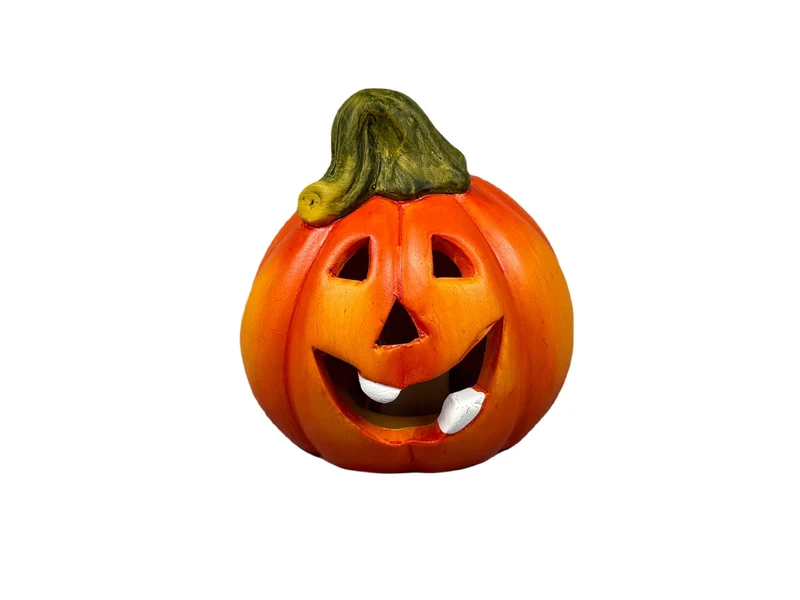 Pumpkin ceramic LED 7.5x7.5x7.8h orange