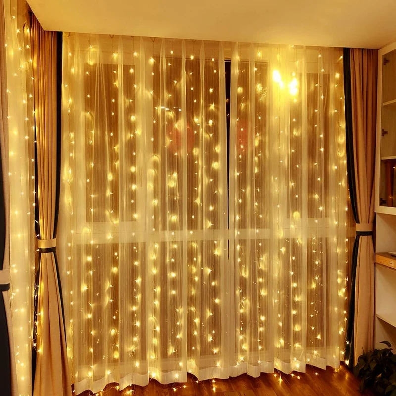 Kerst LED gordijn - Ultra dun - 3 x 3 meter - Warm wit - USB - Met controller