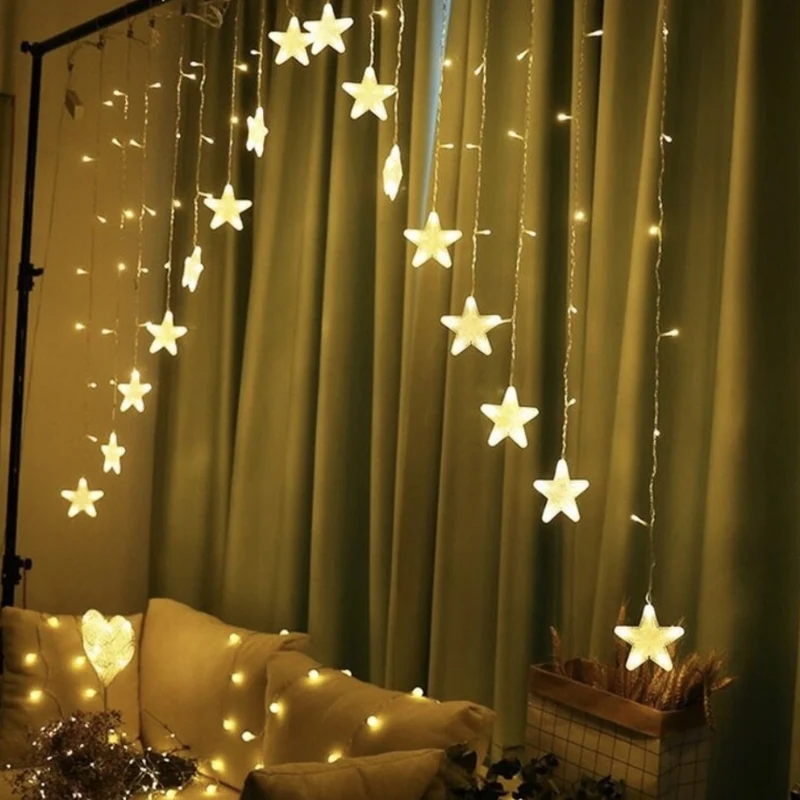 LED kerst lichtgordijn - 5.5 meter - Warm wit - 136 LED