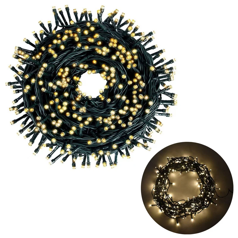 Cheqo® Warm Witte Kerstverlichting - Kerstboomverlichting - Led Verlichting 18 Meter - Binnen en Buiten Gebruik - 240 LED Kerstlampjes - Feestelijke Sfeercreatie
