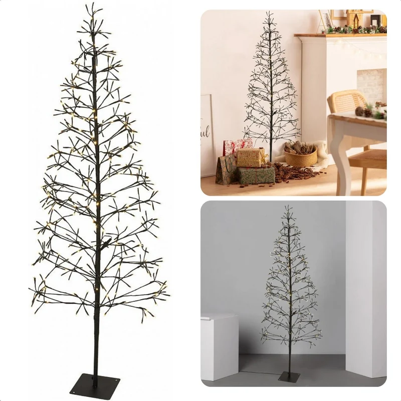 Cheqo® Sfeervolle Lichtboom - Kerstboom - 120 Cm - 160 Warm Witte LED's - Sfeerverlichting - Kerstverlichting - Kerstlampjes - Takken met Verlichting - Voor Binnen en Buiten - Met Metalen Standaard - 500 cm Aansluitsnoer - Kerstversiering