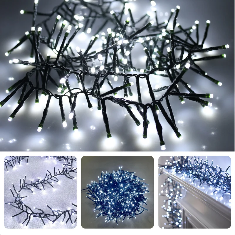 Cheqo® Kerstverlichting - Kerstboomverlichting - Kerstlampjes - 1200 LED - 18M - Voor Binnen en Buiten - Timer - 8 Lichtfuncties - Lang Snoer - Ijs Wit - Clusterverlichting - Sfeerverlichting - Feestverlichting