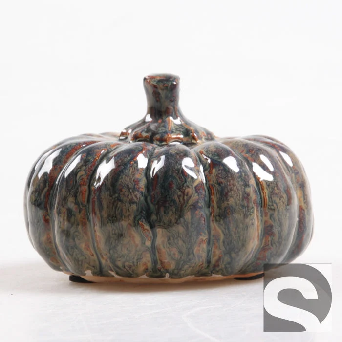 Pompoen aardewerk Donkergroen 11x11x8 cm