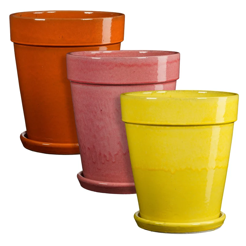 Madrid pot rond l.geel oranje l.roze 3 assorti - h44xd38cm