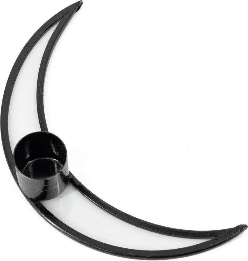 Kandelaar Maan glas/metaal 3x14x2,5×8,5cm zwart