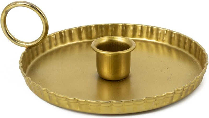 Kandelaar op plateau metaal 15,5x13x4,5cm goud