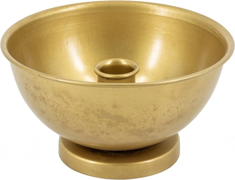 Kandelaar in kom metaal D14,5 H8cm goud