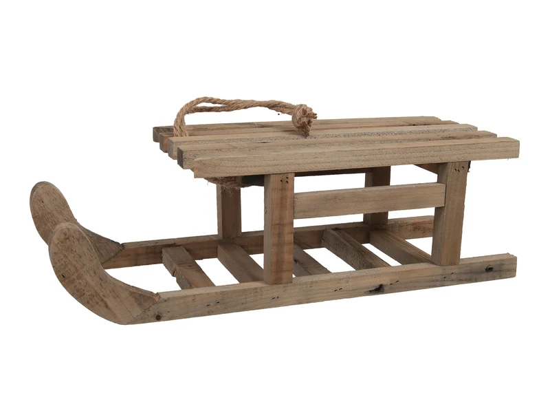 pc. 1 wooden sledge natural 42.5x16x13 cm
