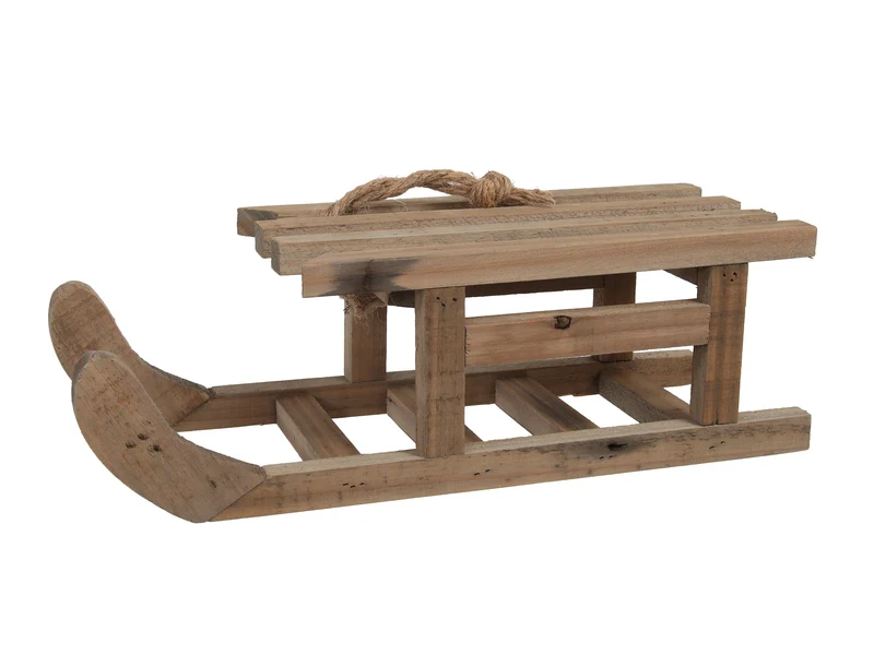 pc. 1 wooden sledge natural 38x14x12 cm