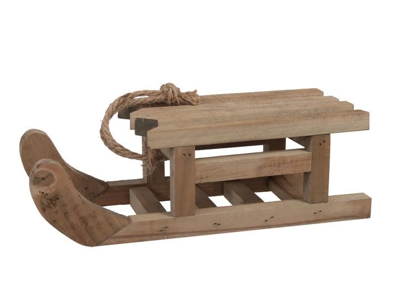 pc. 1 wooden sledge natural 30x10.5x9.5 cm