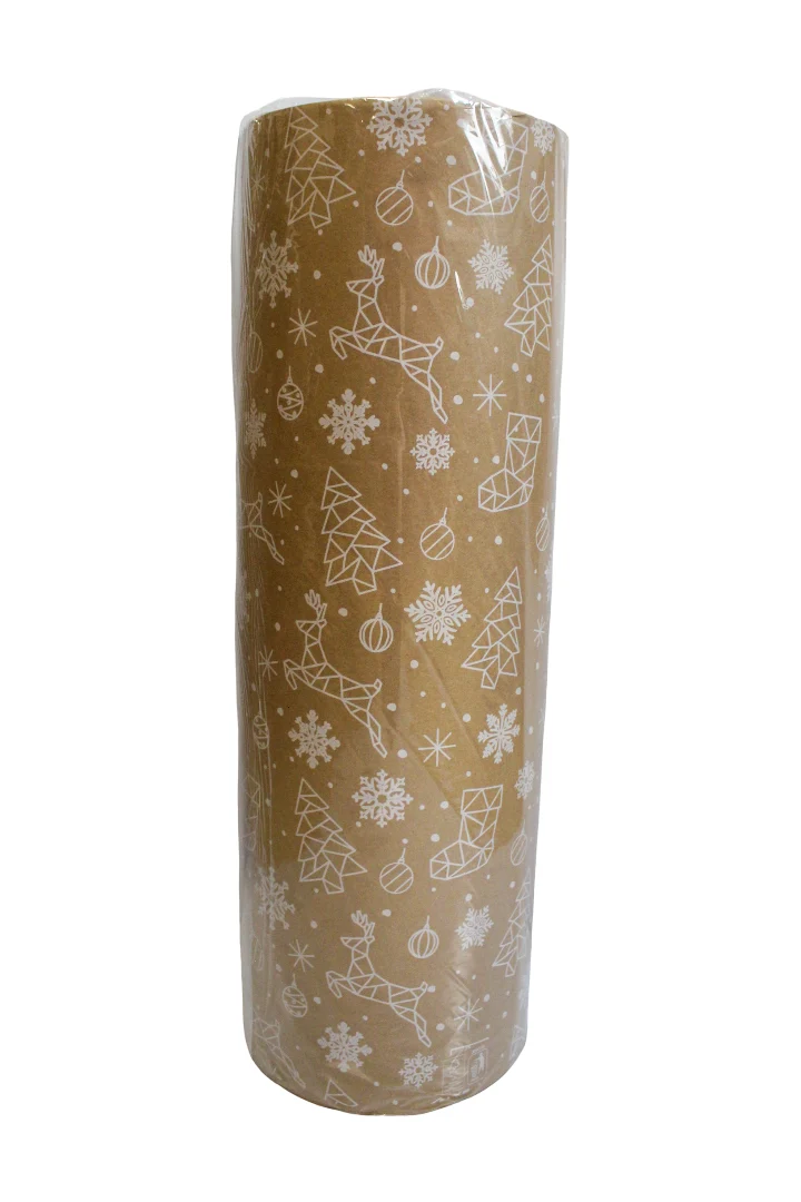 Rol pakpapier Christmas Glow Wit bruin FSC mix 60cm 12kg