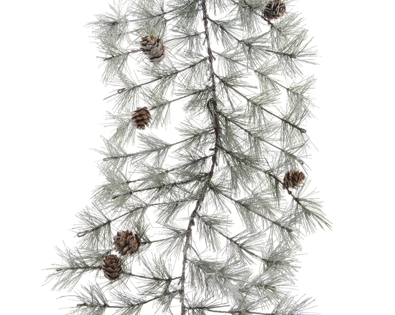 Frosted garland pinecones green 10x30x270cm