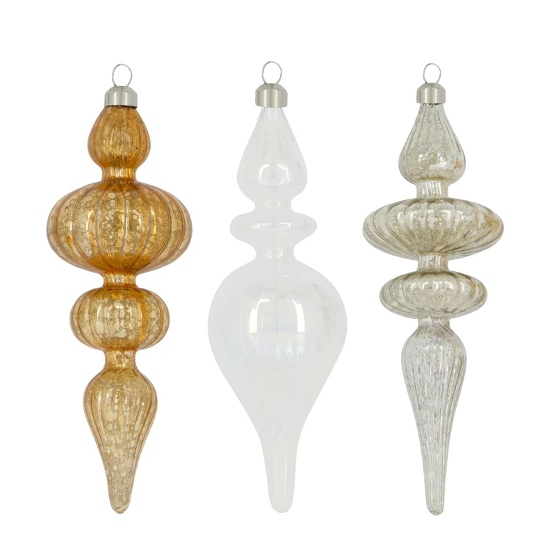 Hanger icicle glass 6x6x18cm 3 Mixed