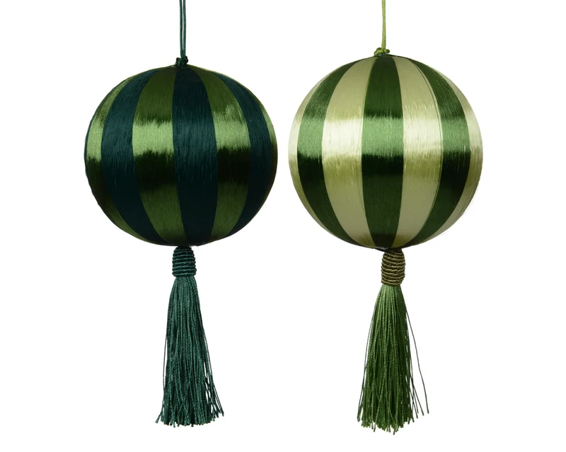 Kerstbal foam thread tassel 2 kleuren assortie groen/kleur(en) D.8cm