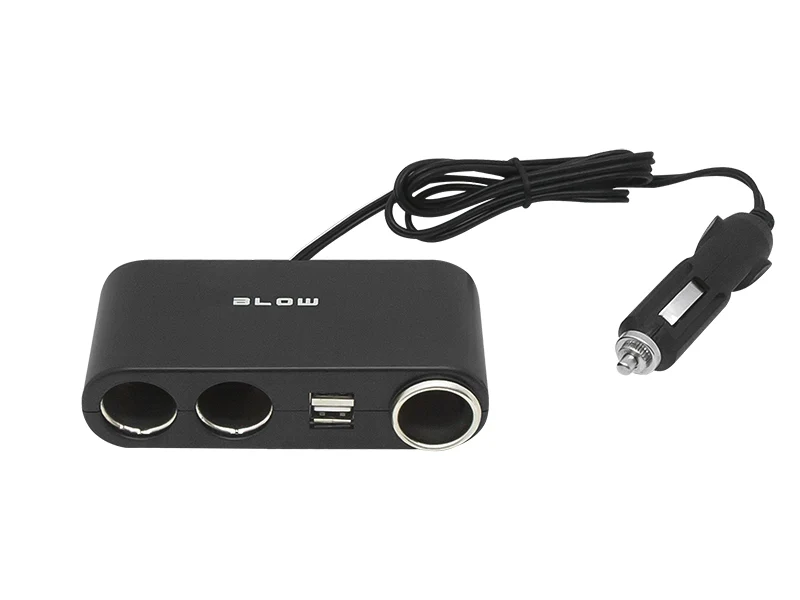 Splitter Triple Sigarettenplug 12-24 Volt met 2x USB en Sigarettenplug - Zwart CS-33