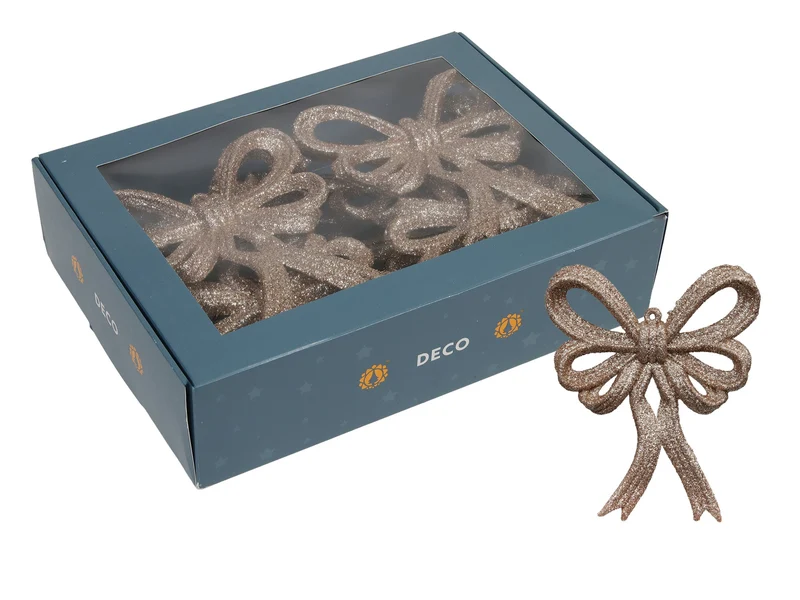 w/b 12 sparkling bows champagne 13x11 cm