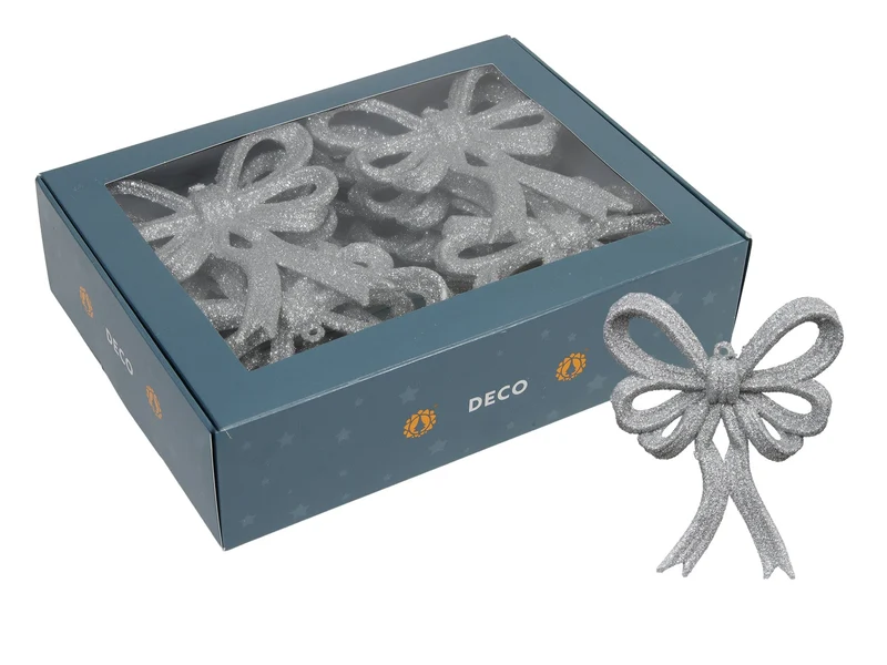 w/b 12 sparkling bows silver 13x11 cm