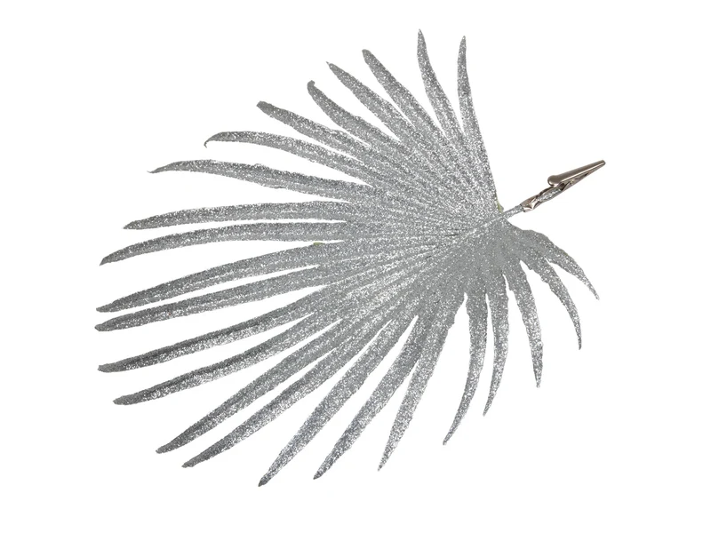 PET 6 sparkling leaves/clip silver 27x25 cm