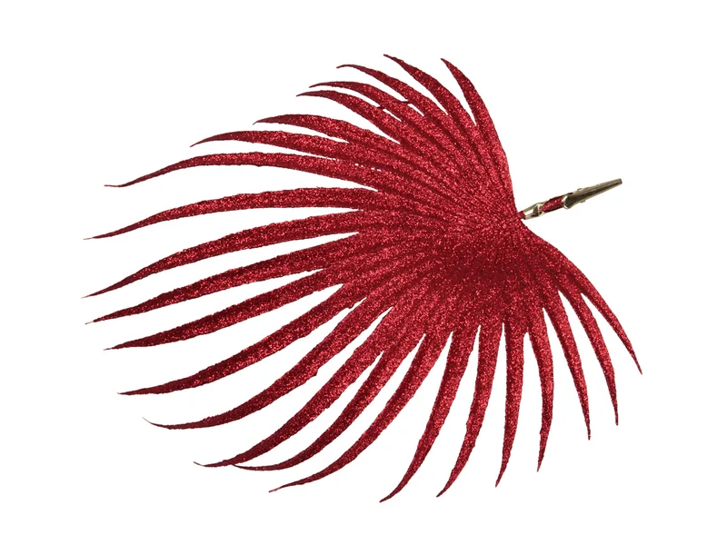 PET 6 sparkling leaves/clip red 27x25 cm
