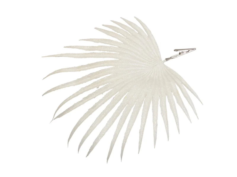 PET 6 sparkling leaves/clip white 27x25 cm