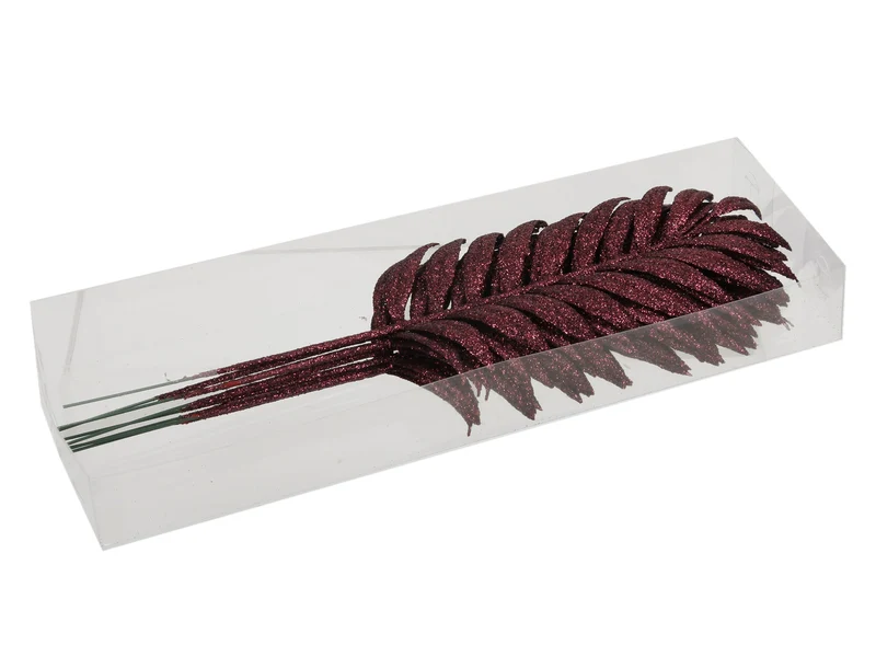 PET 8 sparkling palm leaves/wire dark orchid 16 cm