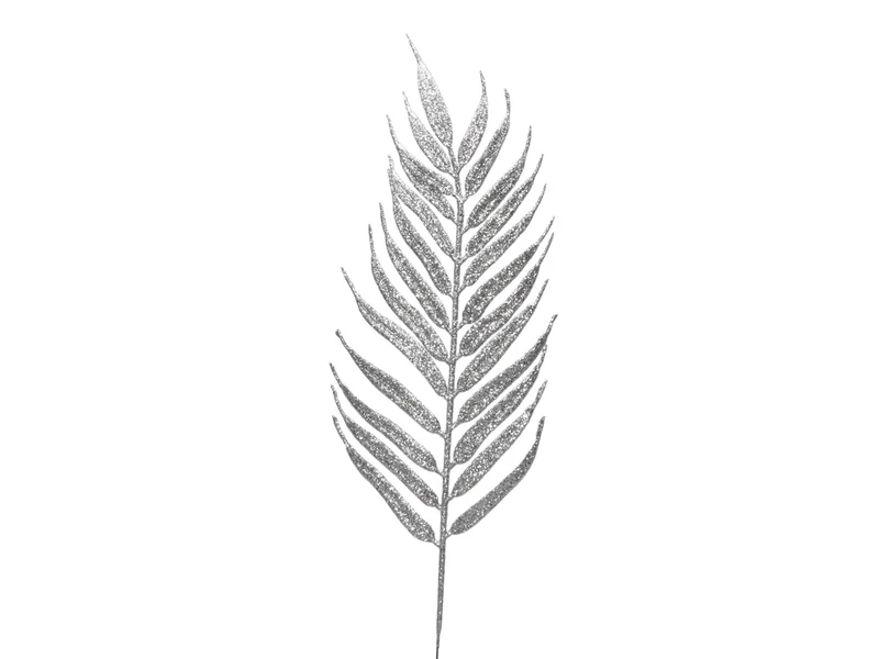 pb. 6 sparkling palm leaves/wire silver 29 cm