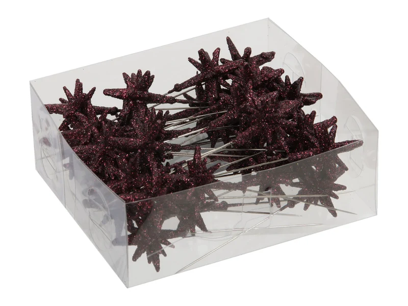 PET 36 3-d sparkling stars/pin dark orchid 3 cm