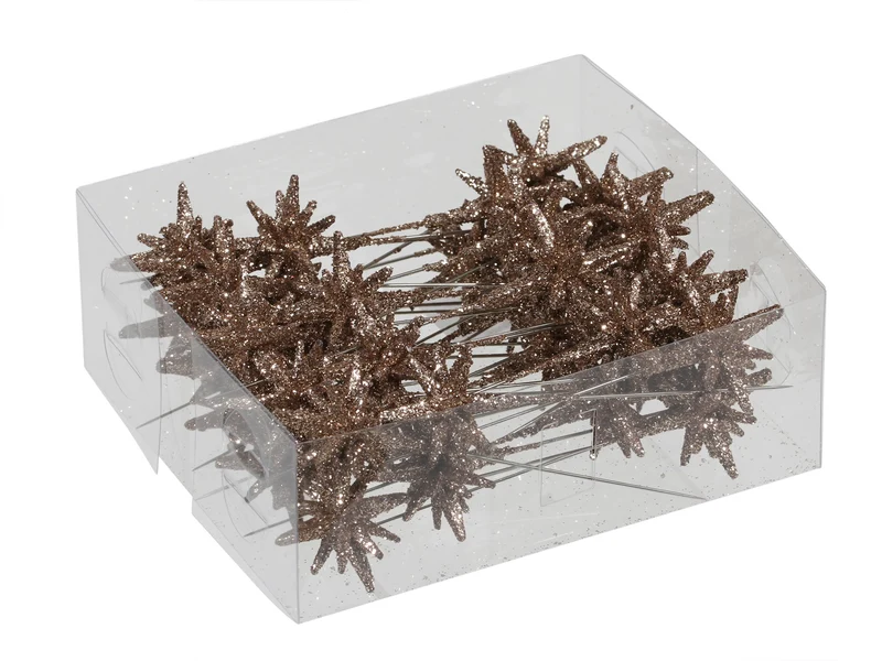 PET 36 3-d sparkling stars/pin champagne 3 cm