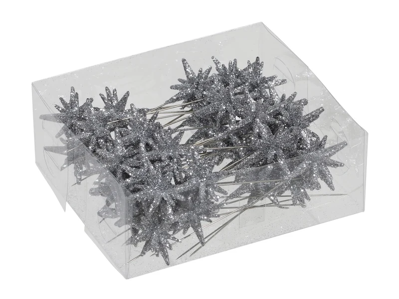 PET 36 3-d sparkling stars/pin silver 3 cm