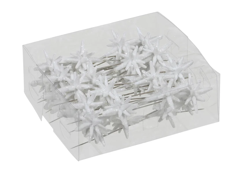 PET 36 3-d sparkling stars/pin white 3 cm