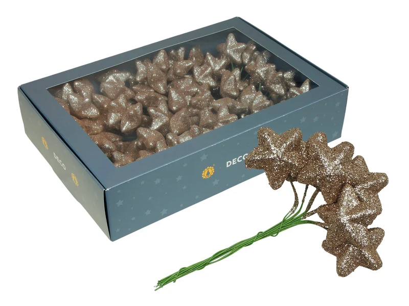 w/b. 18x6 sparkling stars/wire champagne 40mm