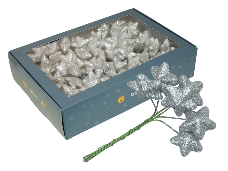 w/b. 18x6 sparkling stars/wire silver 40mm