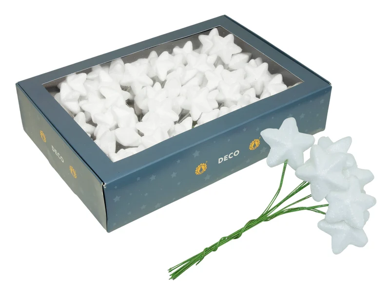 w/b. 18x6 sparkling stars/wire white 40mm