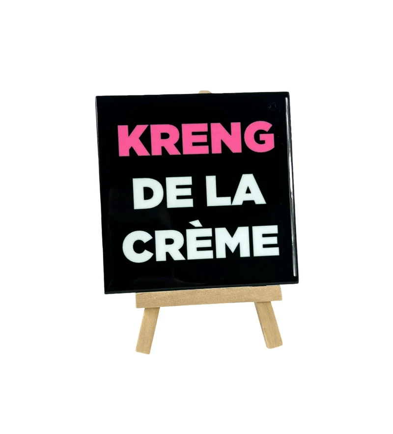 Tegeltje Kreng de la creme zwart/wit/roze 10,5x10,5x0,5cm keramiek