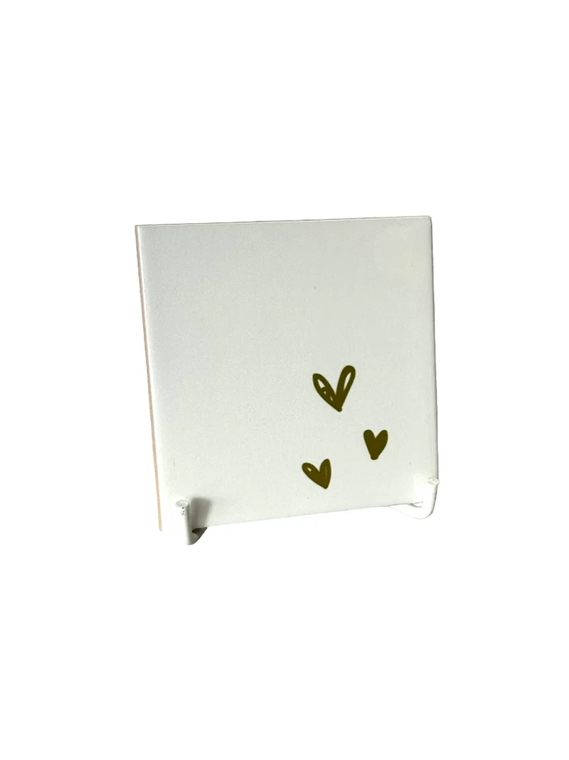 Tegeltje 3 hartjes 10,5x10,5x0,5cm keramiek