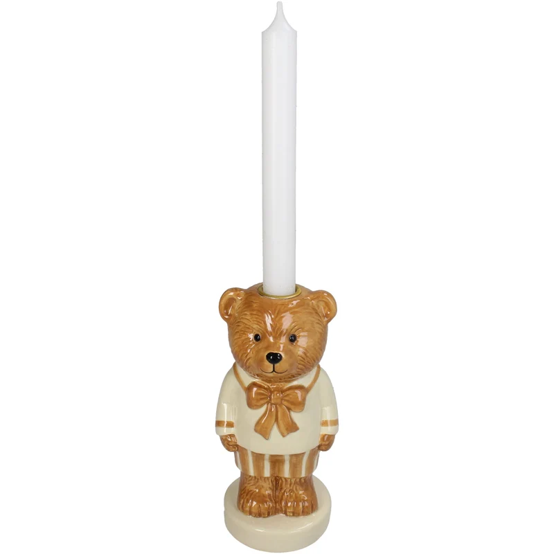 Candle Stick Bear Dolomite Brown 8.5x8x19cm