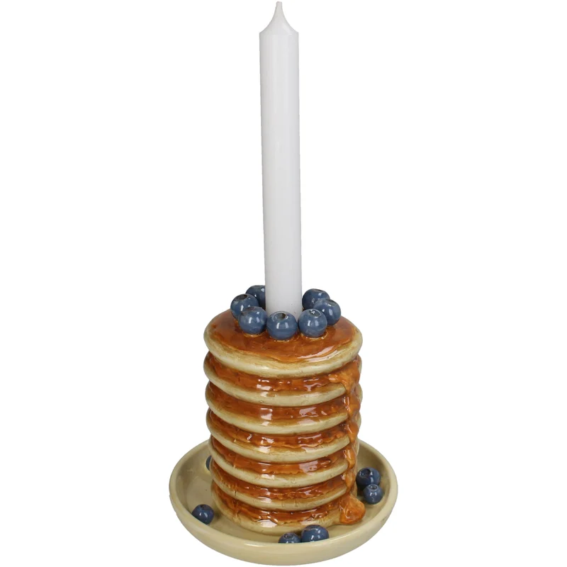 Candle Stick Pancake Blueberry Dolomite Brown 14x14x14,5cm