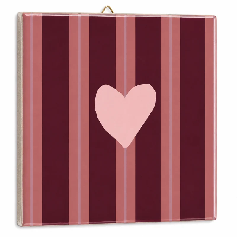 Tegeltje hartje roze - 10,5x10,5x0,5cm - keramiek