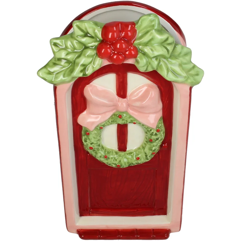 Vase Door Wreath Stoneware Multi 12.2x7.8x22.5cm
